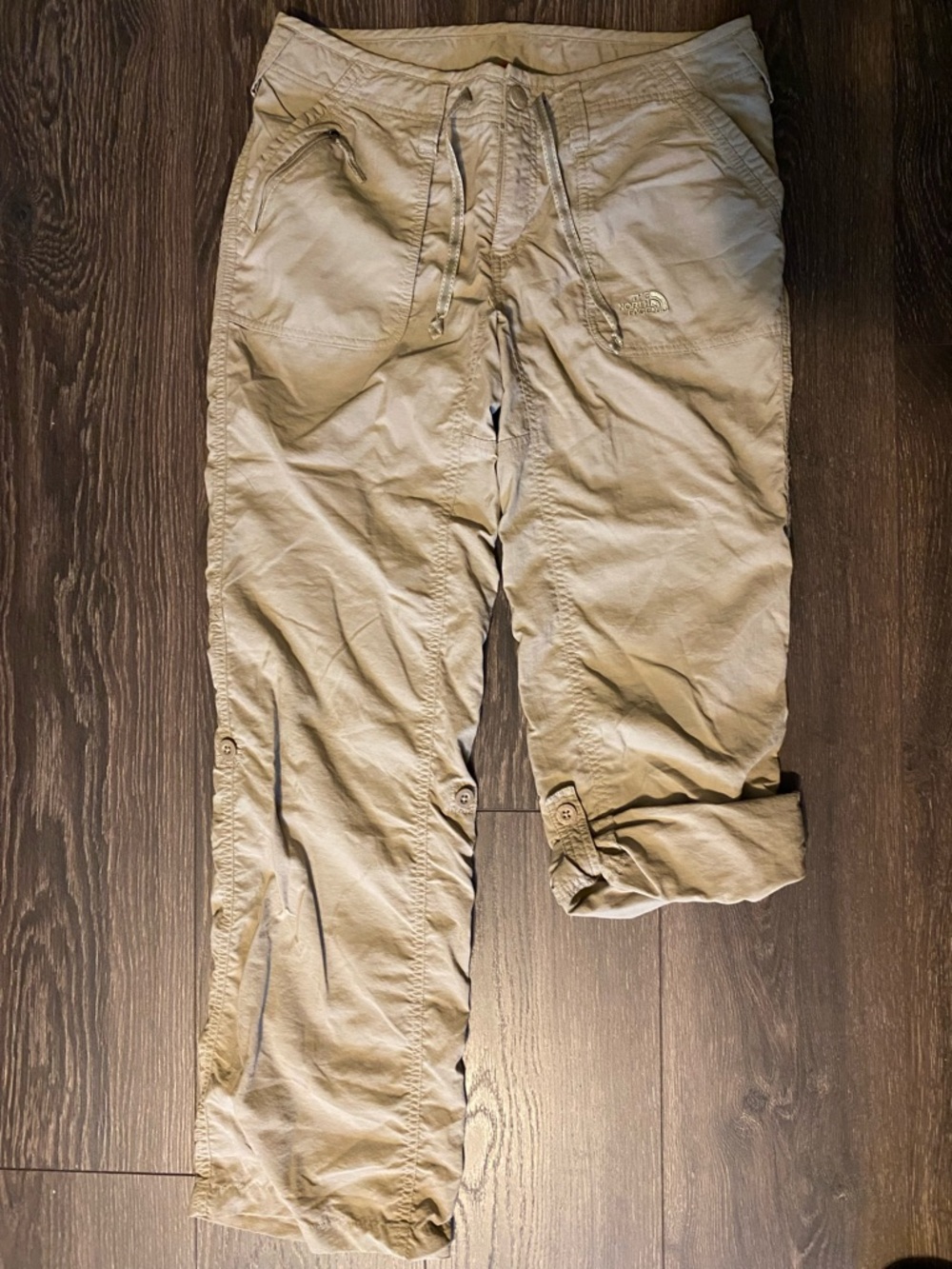 The North Face womens Khaki Drawstring Roll-Up Chinos